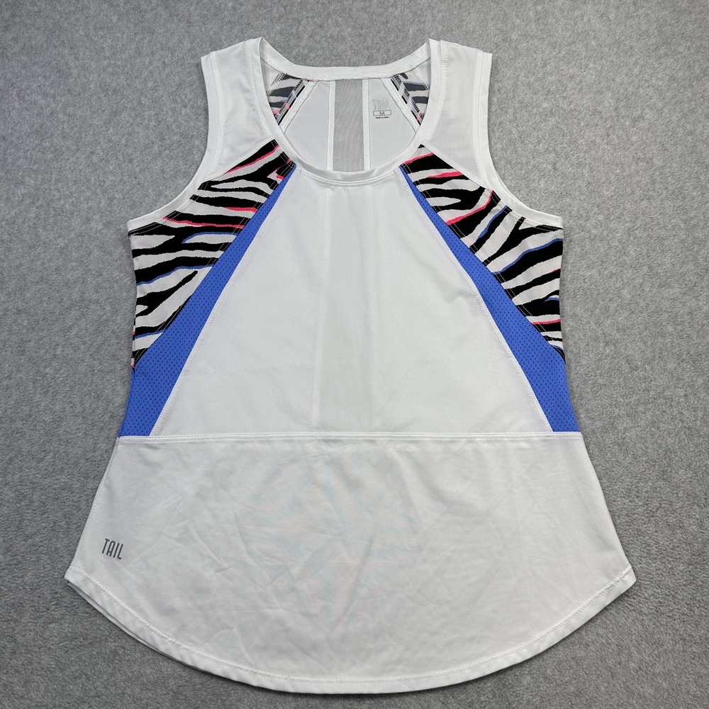 Tail Tank Top Womens Medium Zebra Print Activewear Sleeveless Athletic Shirt